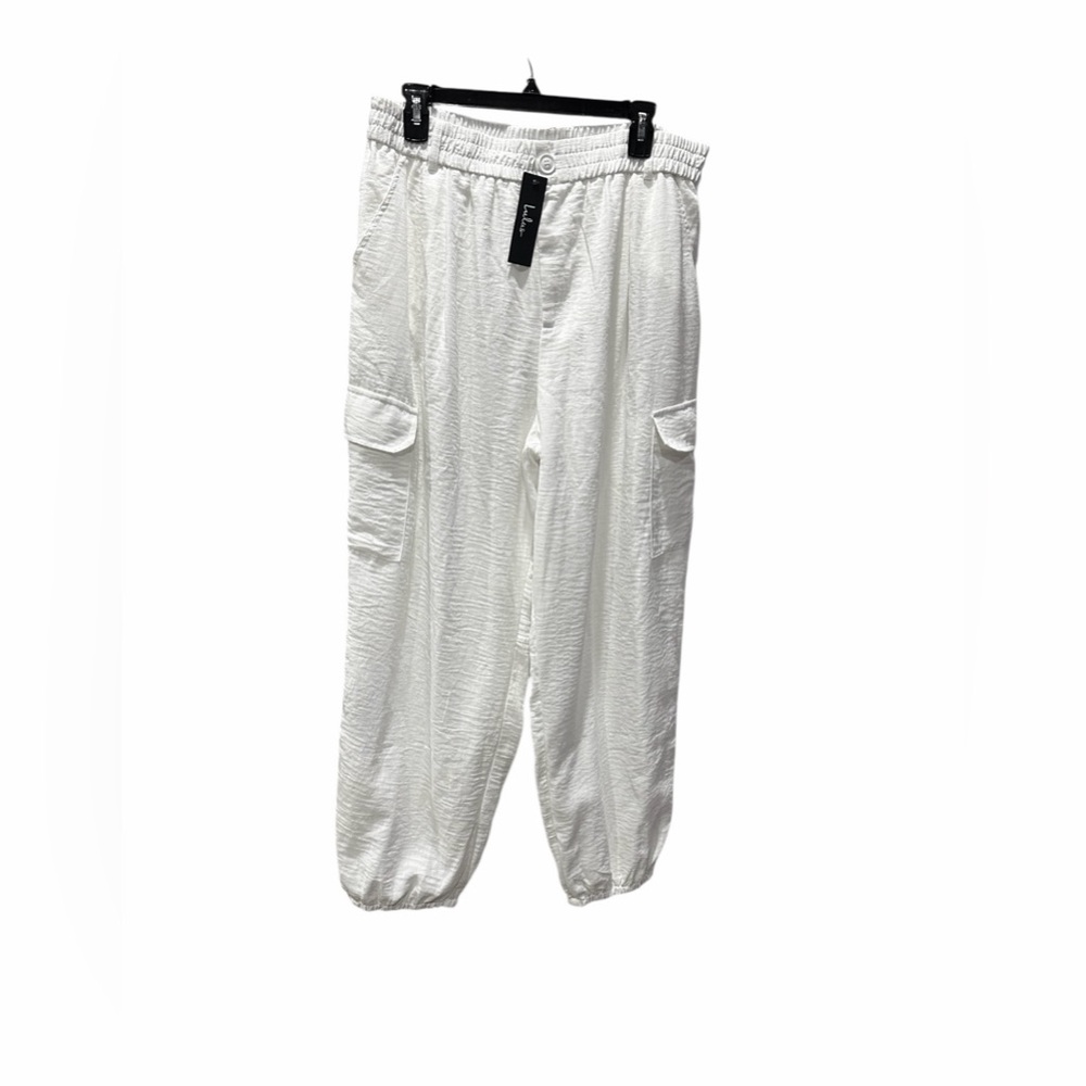Lulus Effortlessly Breezy Ivory Cargo Jogger Pants XL NEW NWT - Picture 3 of 5